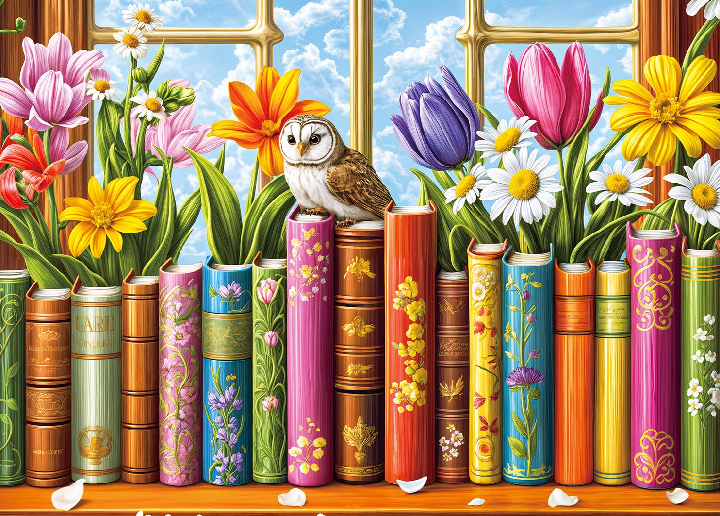 Puzzles 1000 Pieces for Adults jigsaw puzzles for adults-Whimsical Floral Books-1000 Piece Puzzle Classic Educational Games Beautiful Decoration Puzzle — image 1