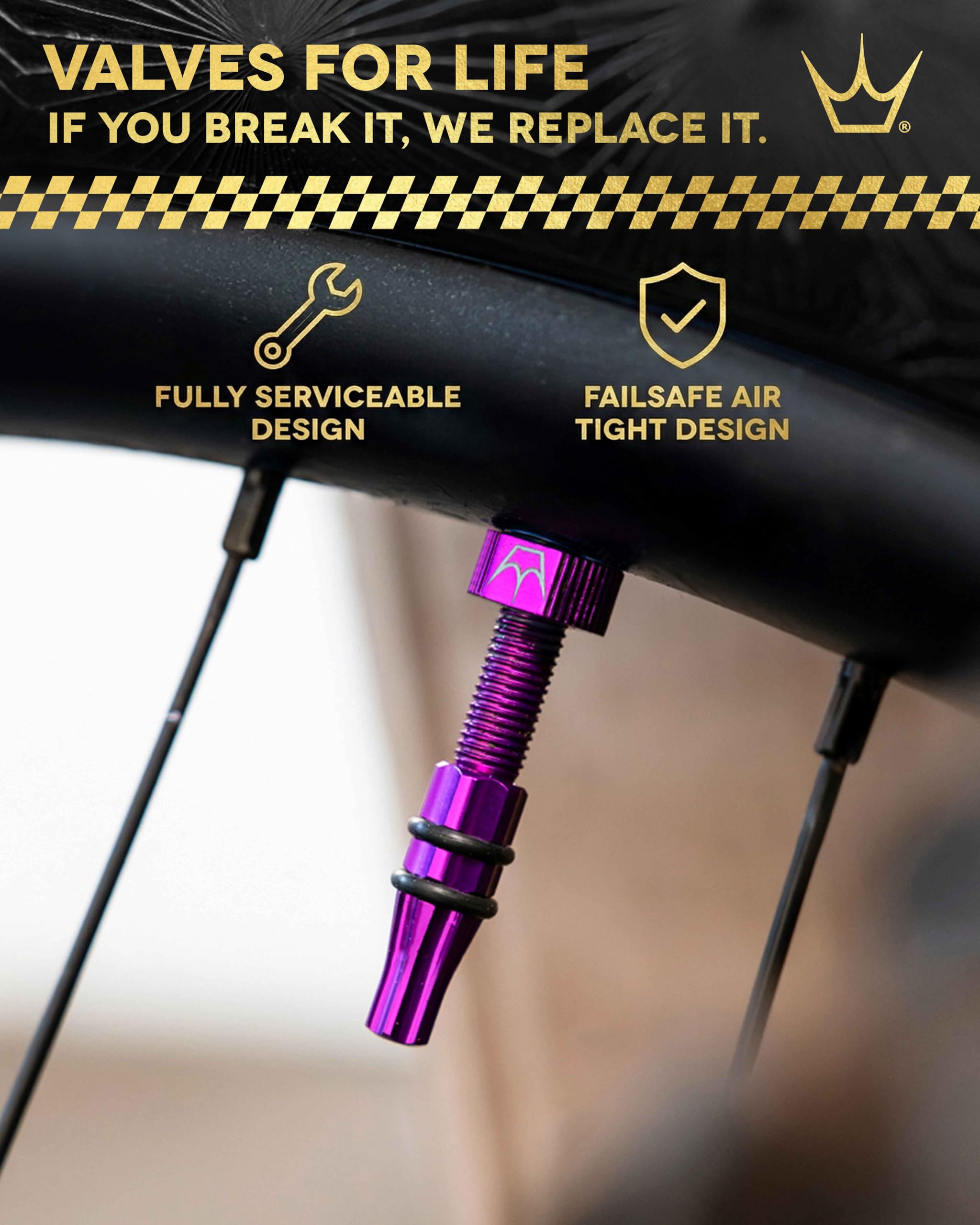 Peaty's Holeshot Fast Flow Válvulas tubeless - Diseño antiobstrucciones de Alto Flujo de Aire, Montaje rápido de neumáticos, Aluminio 7075, Compatible con Inserciones de Llantas MTB, 60mm Plata