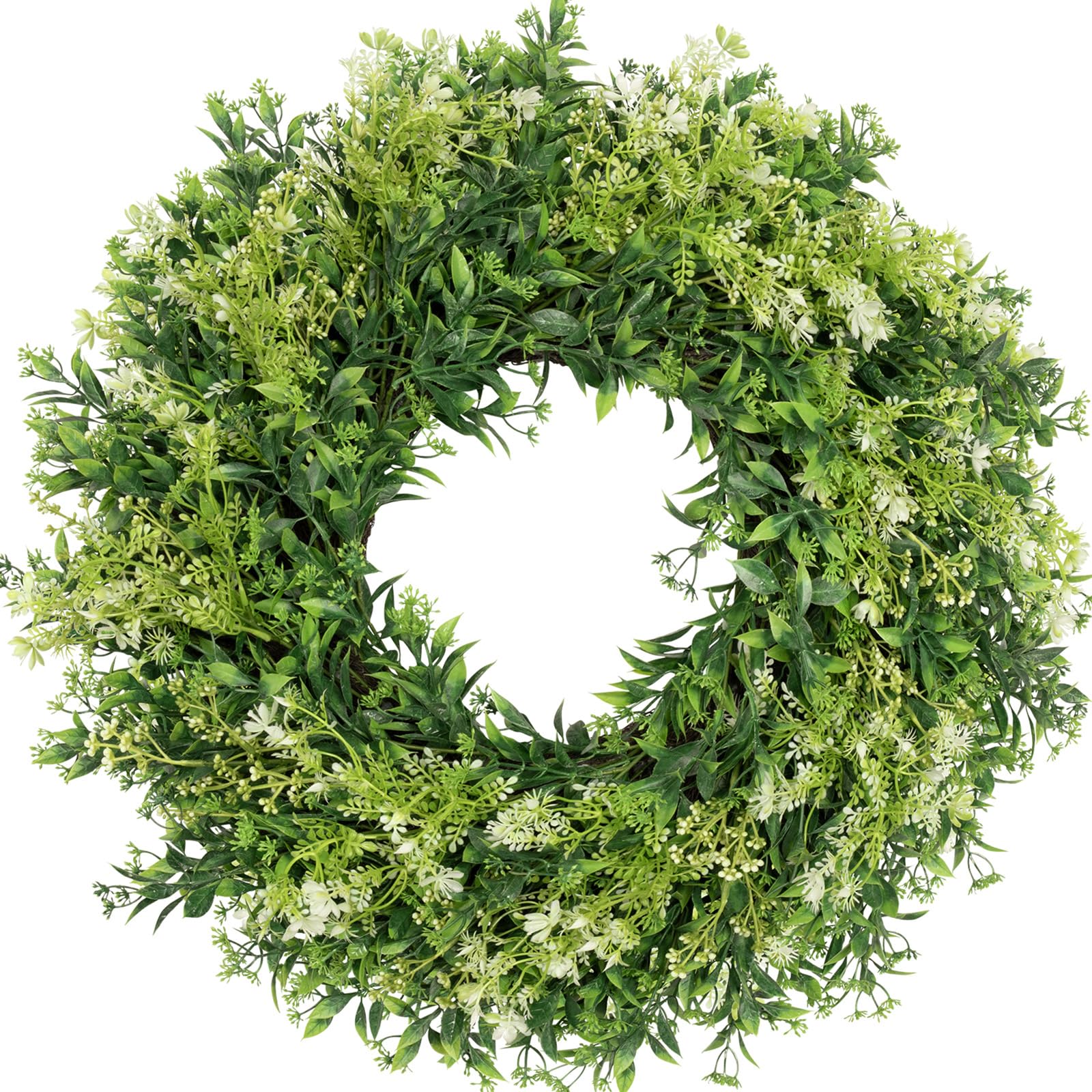 Photo 1 of JDKPK 28 Inch Large Eucalyptus Wreaths for Front Door Artificial Green Leaves Greenery Indoor Outdoor Wreath Home Decor Porch Window Wall Farmhouse Door Decorations Spring Summer Fall All Seasons
