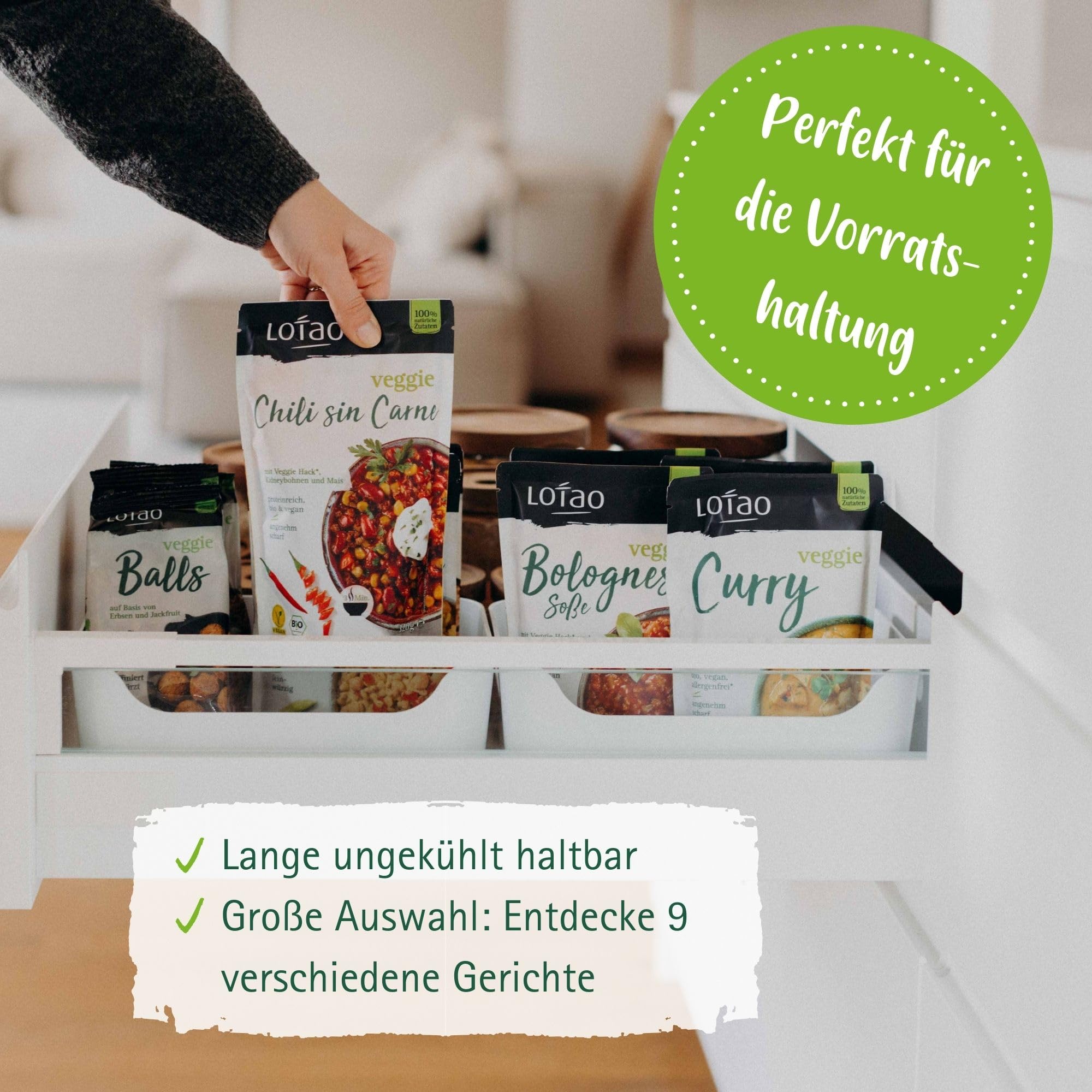 LOTAO Vegane Fertiggerichte - Kennenlern Box: 9 BIO-Gerichte ohne Zusätze + Soja | Fertigessen für Mikrowelle | Vegane Lebensmittel Geschenkbox