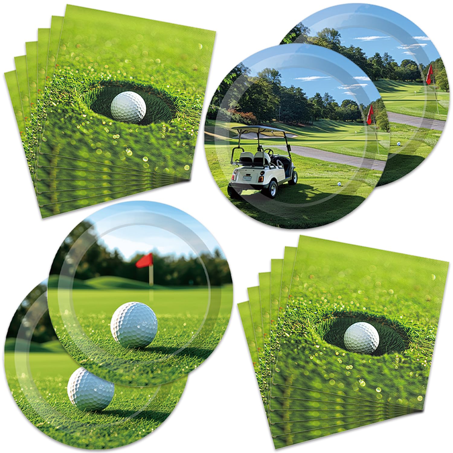 40Pcs Golf Birthday Party Decorations Plates,Golf Theme Cake Tableware Include Paper Plates,Napkins For 20 Guests,Golf Birthday Party Supplies