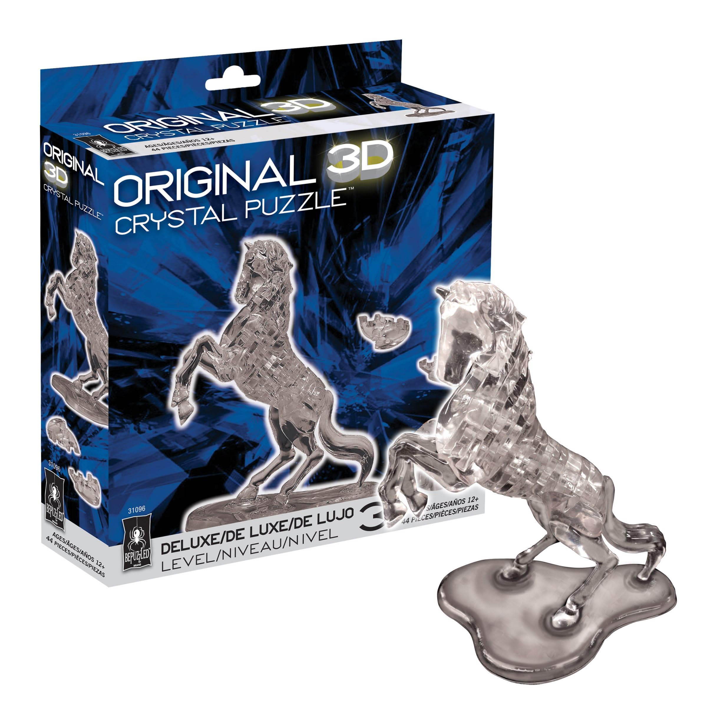 BePuzzled, Stallion Deluxe Original 3D Crystal Puzzle, Perfect for Puzzlers Ages 12 and Up, Challenging to Complete and Beautiful to Display, Collect Them All