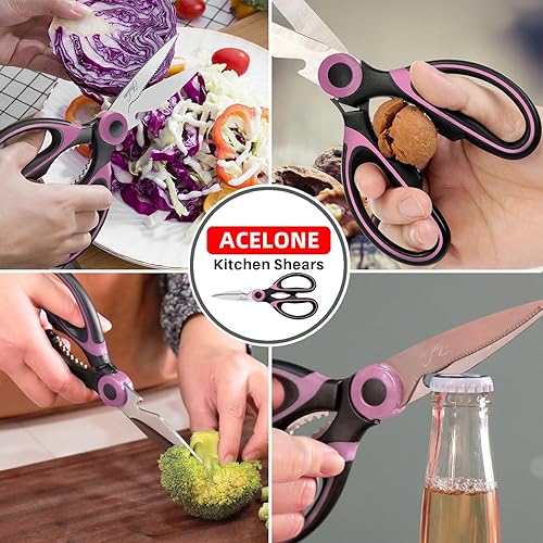 Miniatura 2 de Acelone - Tijeras de cocina de alta calidad, resistentes ultra afiladas, de acero inoxidable, multifunción, para pollo, aves de corral, pescado,