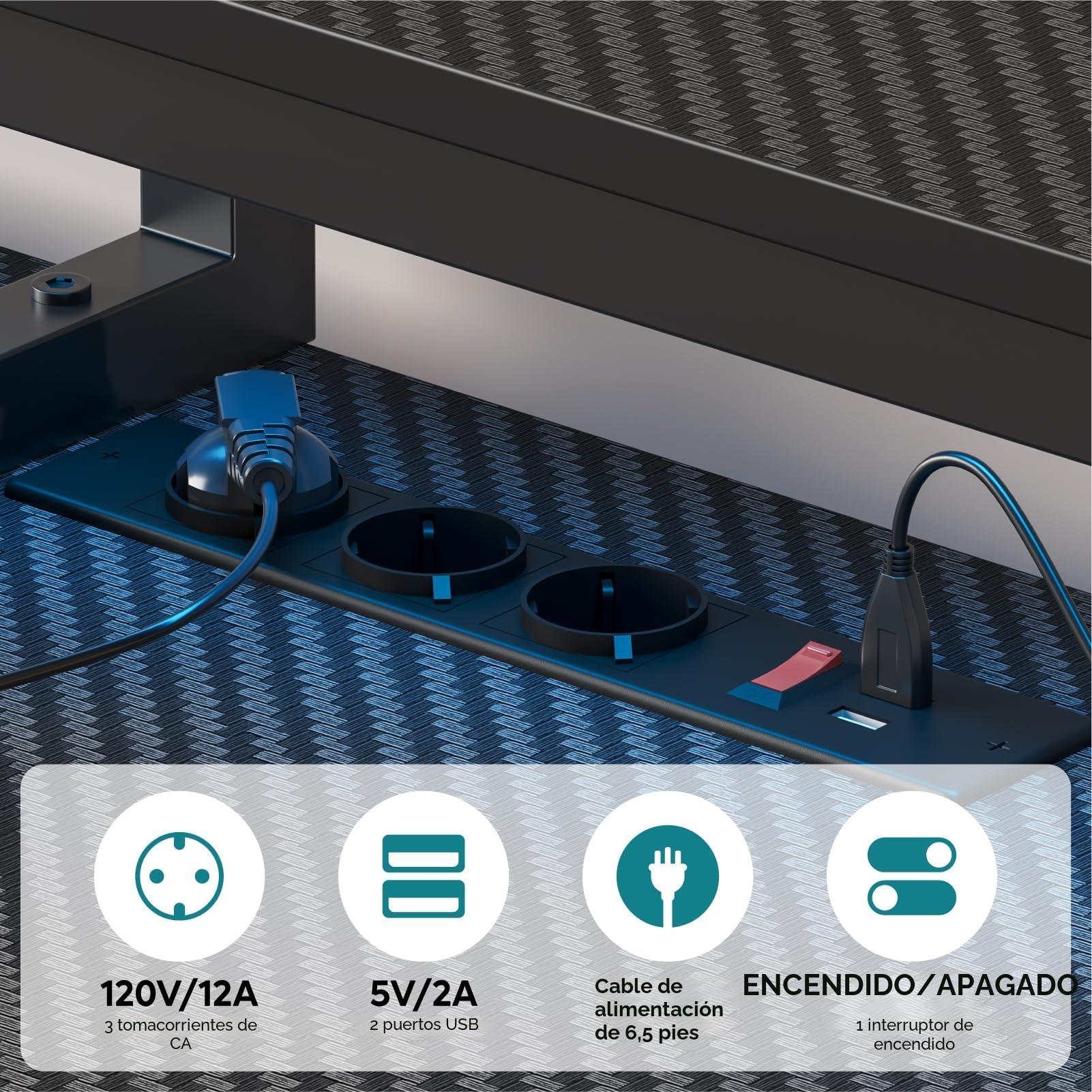 Bestier Mesa Gaming 181cm, Escritorio Gaming con Luces LED, Mesa Gaming para PC con 3 Tomas de CA y 2 Puertos de Carga USB, Escritorio para Ordenador con Amplio Estante para Monitor