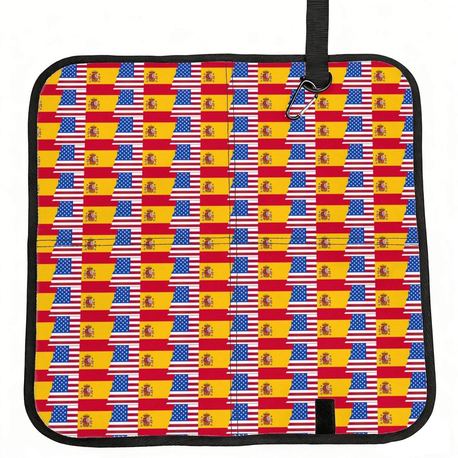 PPHGUT American Spain Flag Print Foldable Seat Cushion Waterproof Portable Chair Pad Travel Outdoor Picnic Camping