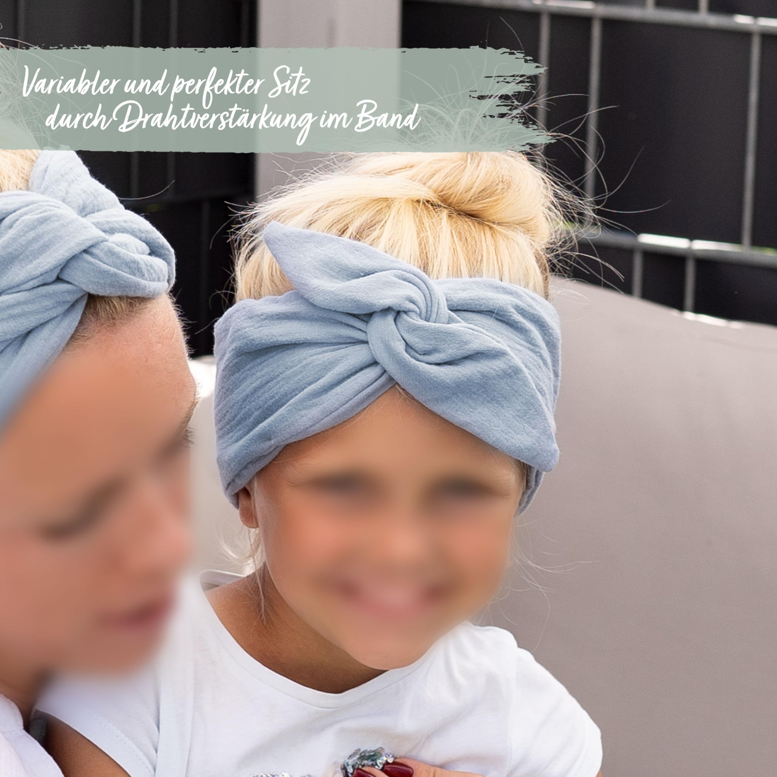 Papierdrachen Fascia per capelli in mussola per bambini da legare – Nastro nodo – Fascia per capelli – Accessori per capelli – Autunno ed Estate –