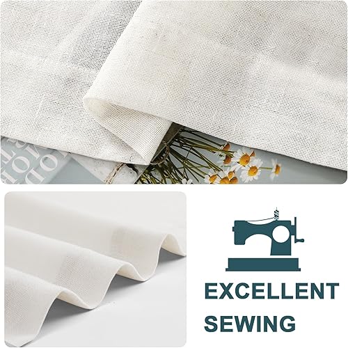 Miniatura 4 de FantasDecor Cortinas de lino azul de 84 pulgadas de largo para sala de estar, juego de 2 paneles con pestaña trasera, bolsillo para cortinero,