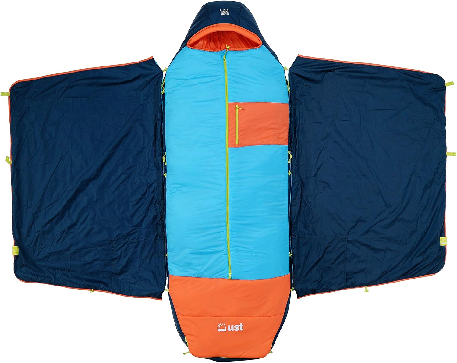 ust Monarch Sleeping Bag with Temp Control, Heavy Duty Construction, Pillow Option and Carry case for Camping, Hiking, Backpacking and Outdoors