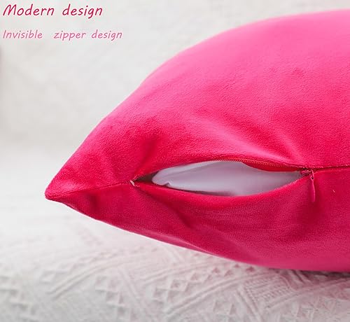 Miniatura 6 de Mercijzyasang 4 fundas de almohada decorativas de 18 x 18 pulgadas para sofá, terciopelo rosa, suave, cuadradas, fundas de almohada para sofá,