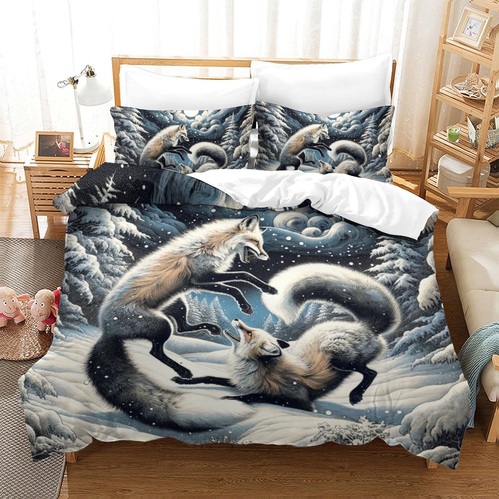 Housse de couette respirant 200x200cm avec taies d'oreiller Fox Douce