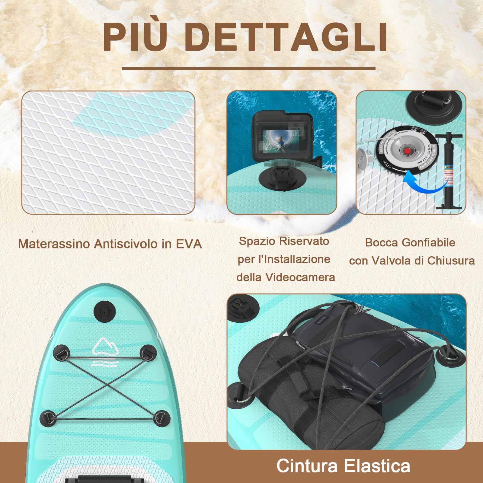 JUMMICO Tavola Sup Gonfiabile, Stand Up Paddling Board, 320 x 80 x 15 cm, Pagaia Stand Up 2-in-1 con Sella Kayak, Pagaia Regolabile e Accessori, Portata 160kg, Ideale per Surf, Pesca e Yoga