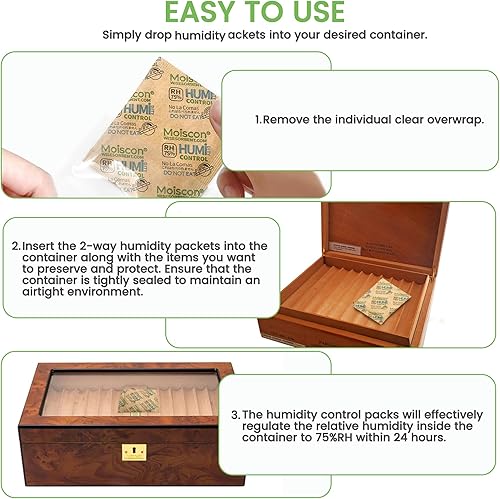 Miniatura 5 de Wisesorb Paquete de 90 paquetes de control de humedad bidireccional para almacenar hasta 5 artículos, tamaño 8 paquetes de control de humedad