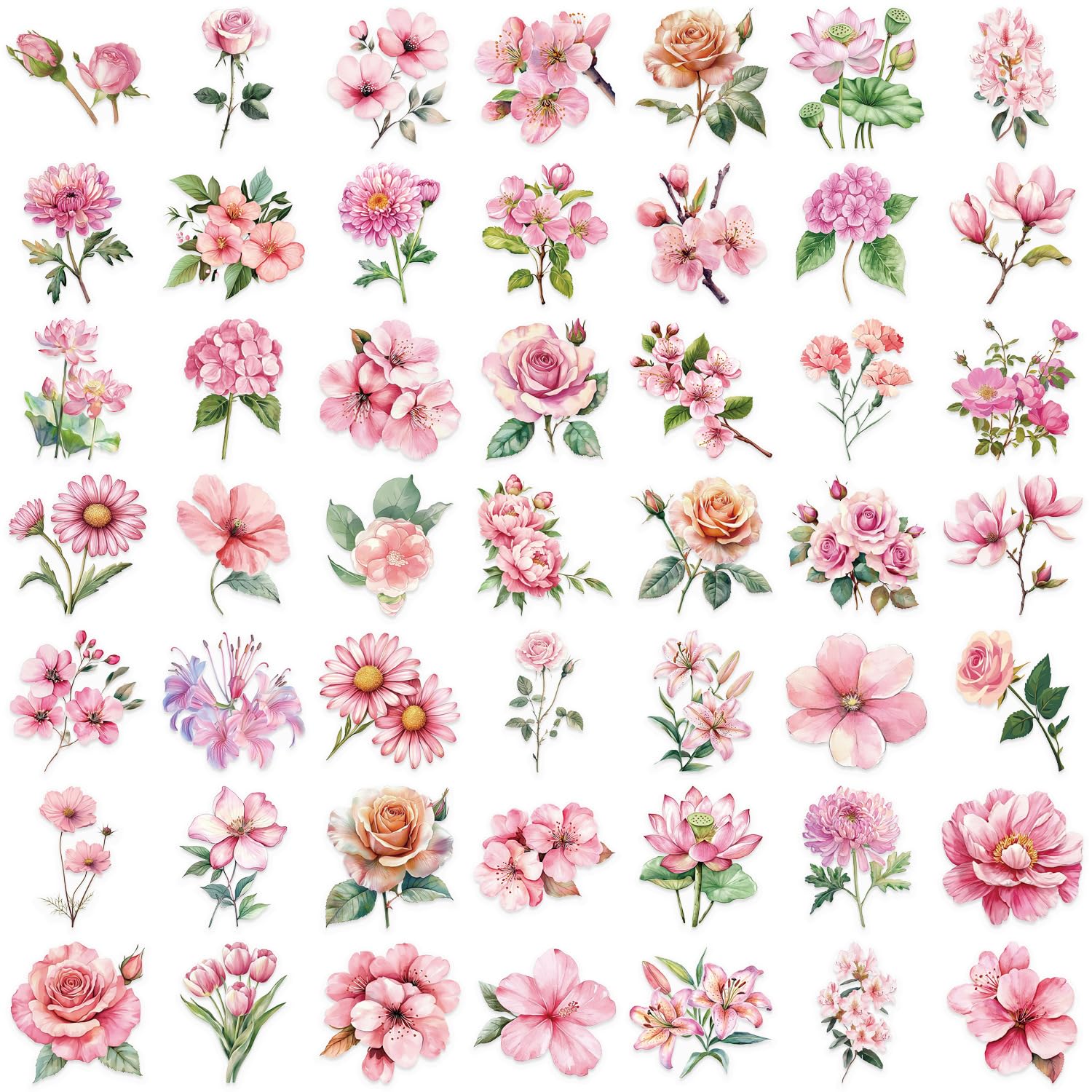 Lot de 50 autocollants transparents en forme de fleur naturelle pour scrapbooking, fleurs séchées, fournitures de journal, autocollants pour la fabrication de cartes pour adultes, lettres, bricolage