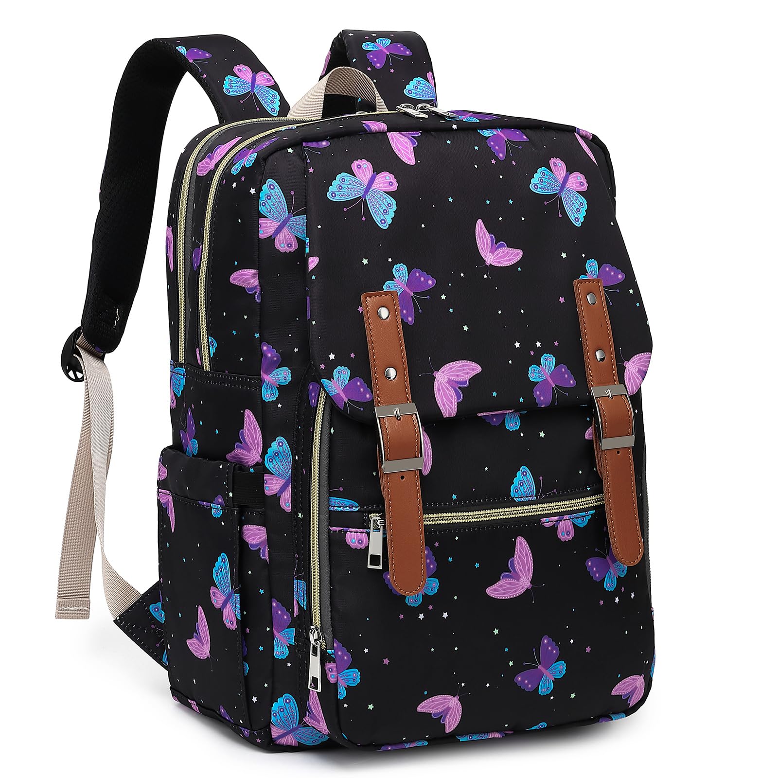 Laptop Backpack for Women Girls School Work Business Travel Computer Backpacks College Bookbag Fit 15.6 Inch Notebook (Butterfly)