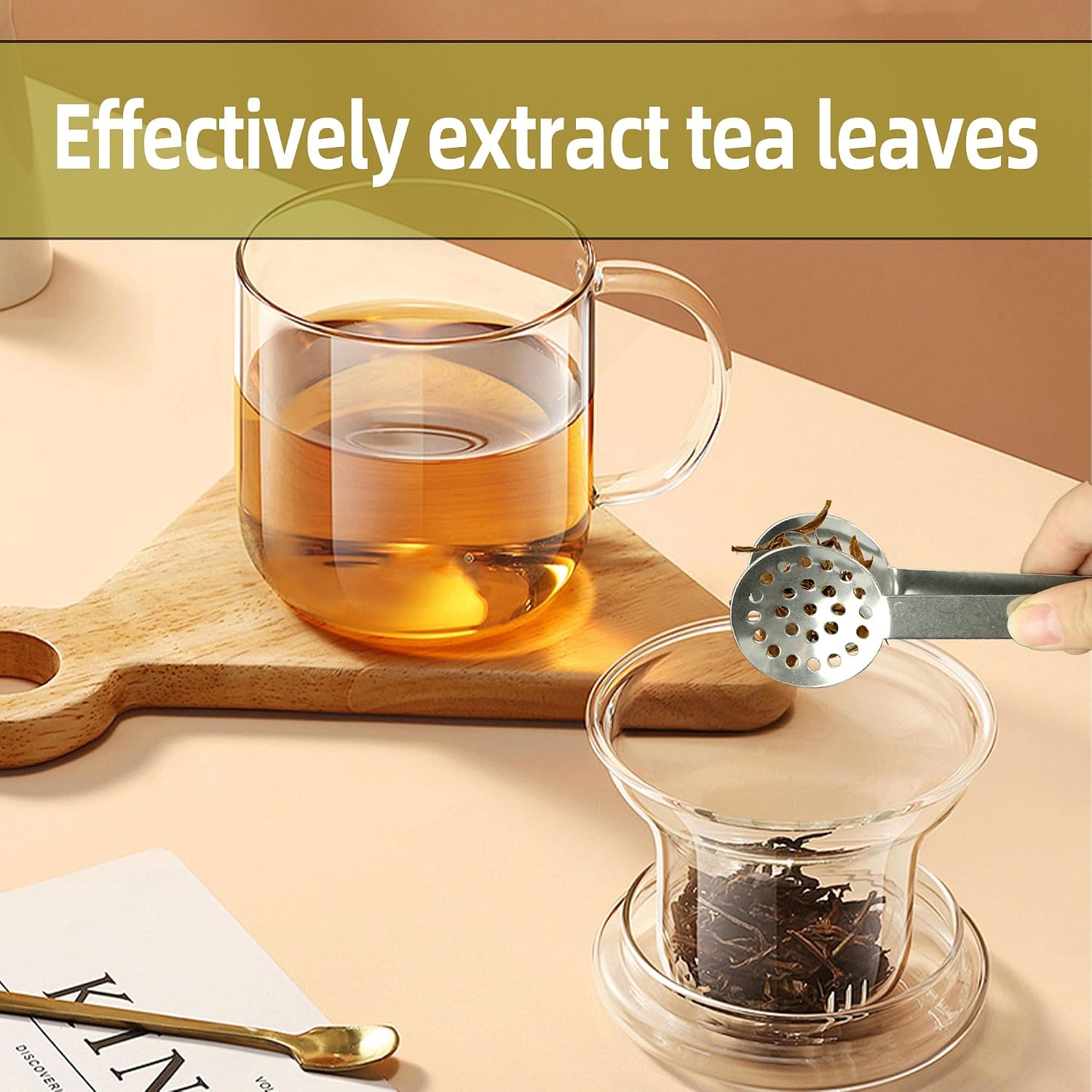 Premium Stainless Steel Tea Bag Squeezer Tongs, 6.1 Inch Length, Reusable Kitchen Tool for Hot Tea and Lemon