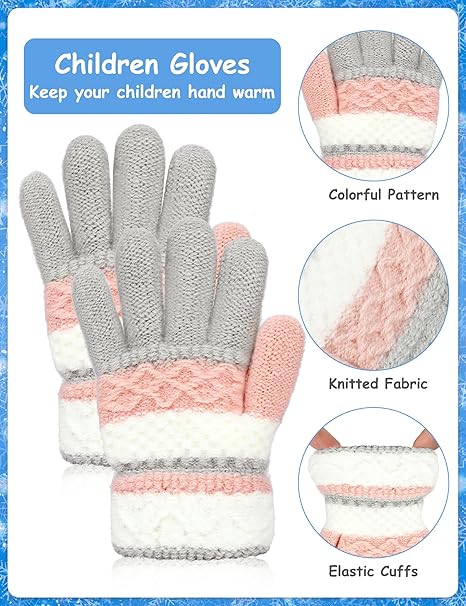 Jupsk Winterhandschoenen voor kinderen, magische gebreide handschoenen met volledige vingers, rekbare warme fleecehandschoenen voor jongens en
