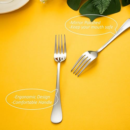 Miniatura 3 de Juego de tenedores de mesa de acero inoxidable de 12 piezas, tenedores de mesa para 12 (plata de 8 pulgadas)