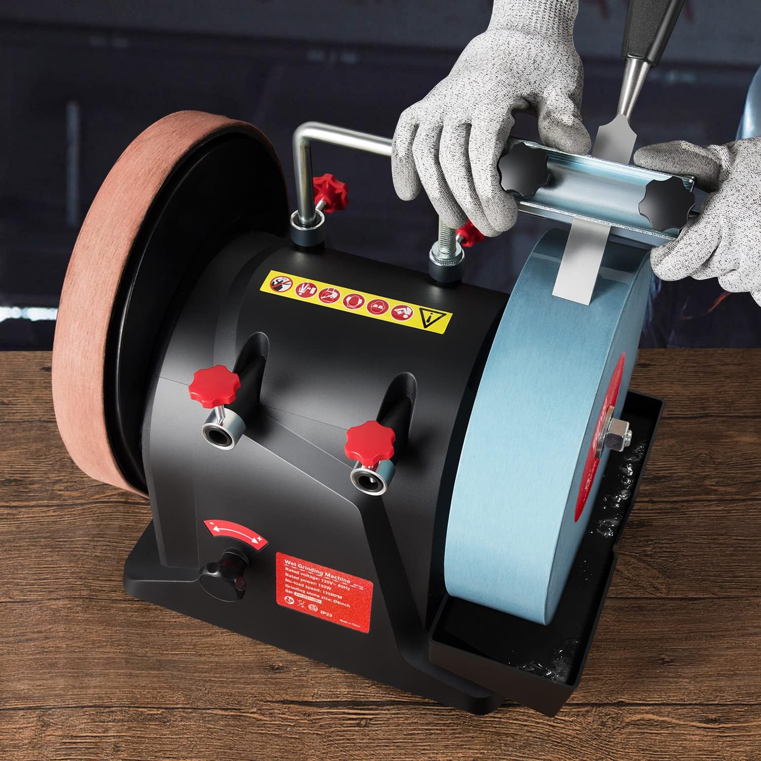 Grinding on top of the knife holder