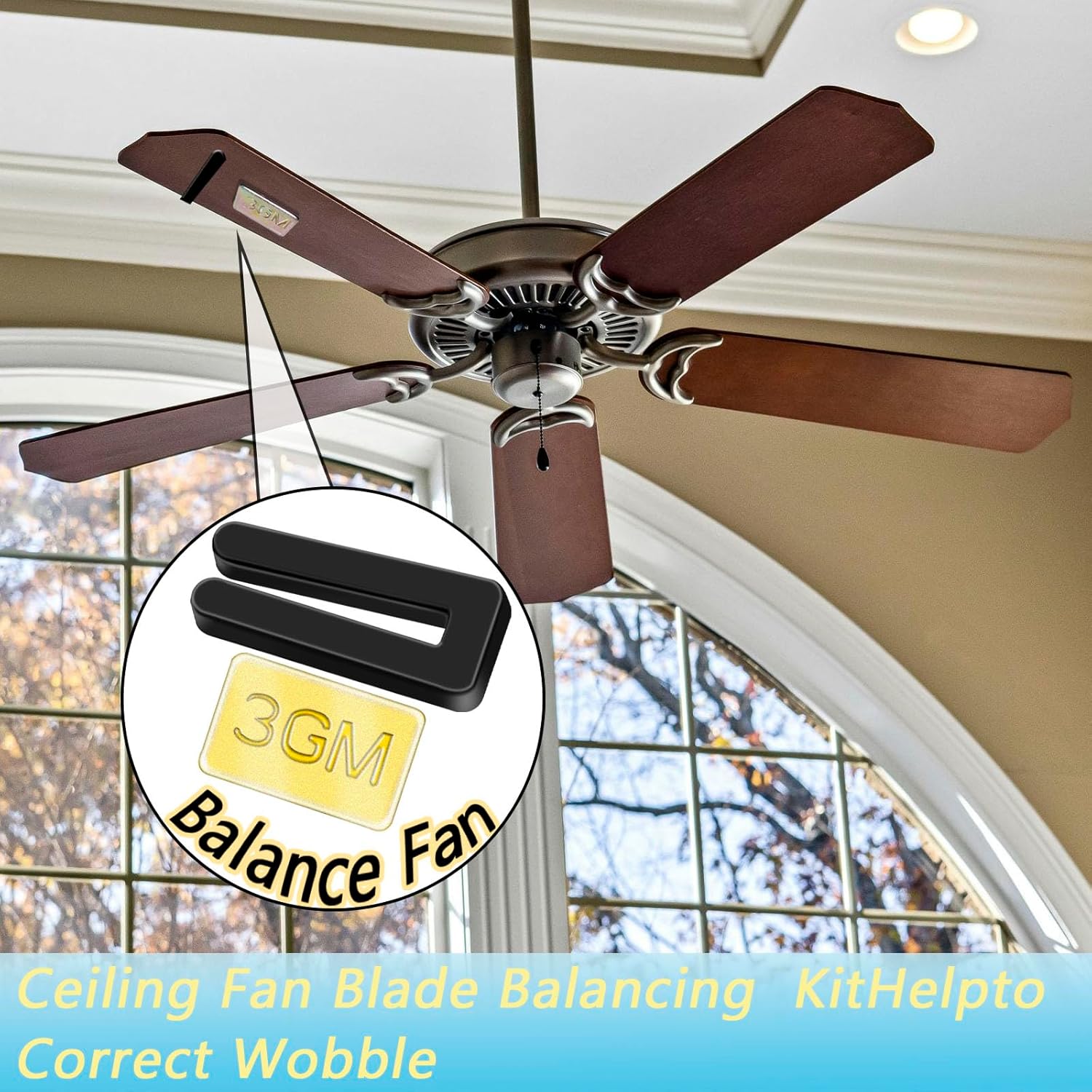 8 PCS Ceiling Fan Blade Balancing Kit, 2 Set Ceiling Fan Balancing Kit Including 2 pcs Plastic Fan Balancing Clips and 6 PCS Metal Self-Adhesive 3G Weight for Ceiling Fan Weight Balancing