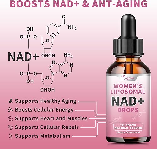 Miniatura 5 de Suplementos liposomales NAD para mujeres, nicotinamida pura de 500 mg NAD  Regeneración celular, apoyo de energía y metabolismo, vegano, sin azúcar,