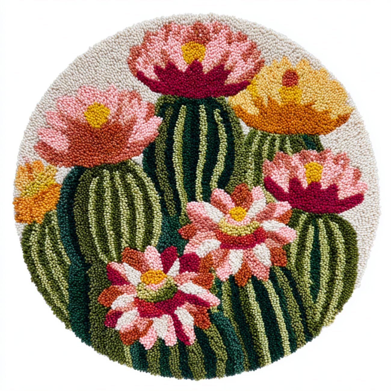 Kitquiver Latch Hook Kits for Adultscactus Flowers DIY for Kids and Adults Gift for Family Friends Needlework Crafts Cute Gifts 50x50cm