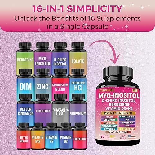 Miniatura 4 de Suplemento Myo Inositol - Suplemento todo en uno para mujer - con mio-inositol, D-Chiro inositol y más de 13 ingredientes extra fuertes - (90