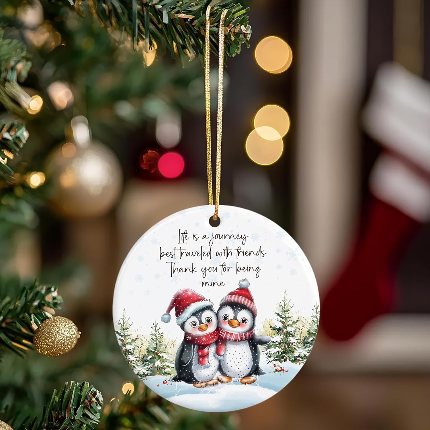 Friendship Christmas Ornament – Cute Penguin Ornament for Best Friends – Holiday Tree Decoration, Gift Exchange Keepsake, Best Friend Ornament for Women, Thank You (L-1) - Image 2
