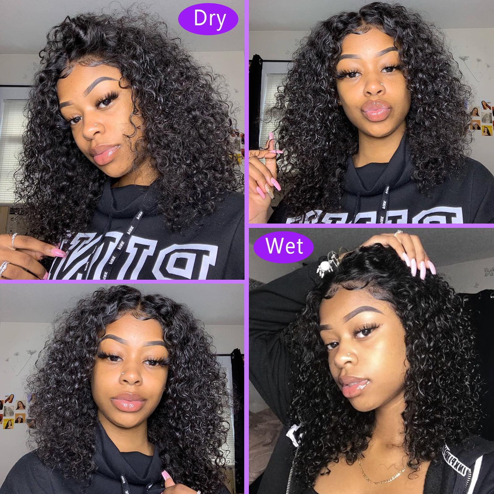 14 Inch Bob Wig 13x6 Frontal Lace 200% Density Human Hair Pre Plucked Orange Ginger Curly Bob Wig Human Hair 14 Inch 200% Density  main image 2