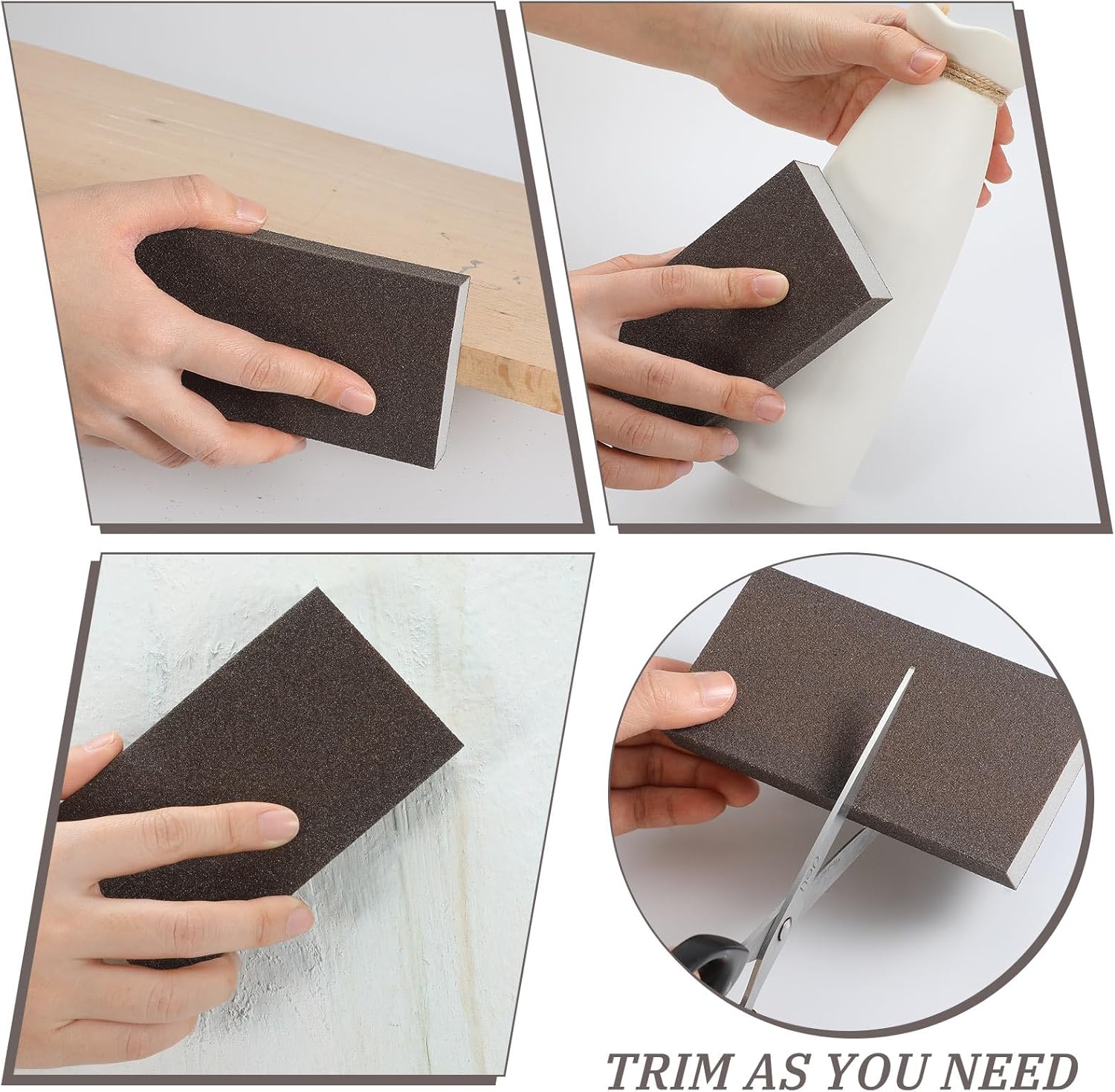 Gisafai 100 Pcs Dual Angle Sanding Sponge Bulk 60/100 Grit Washable and Reusable Drywall Sponge Sandpaper Block for Wall Wood Metal Glasses, Med/fine