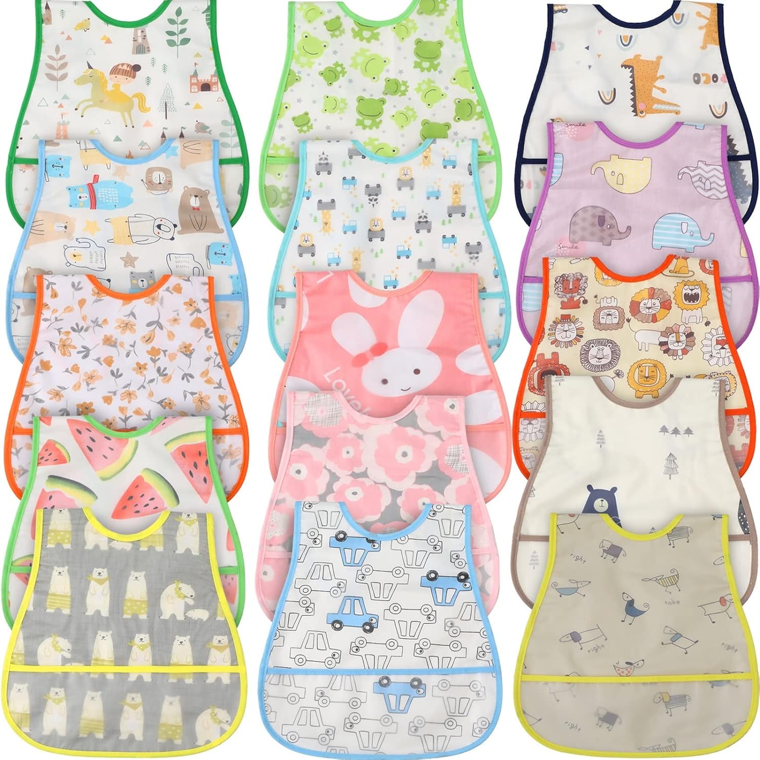 15 Pack Baby Bibs Set Waterproof Toddler Feeding Bibs with