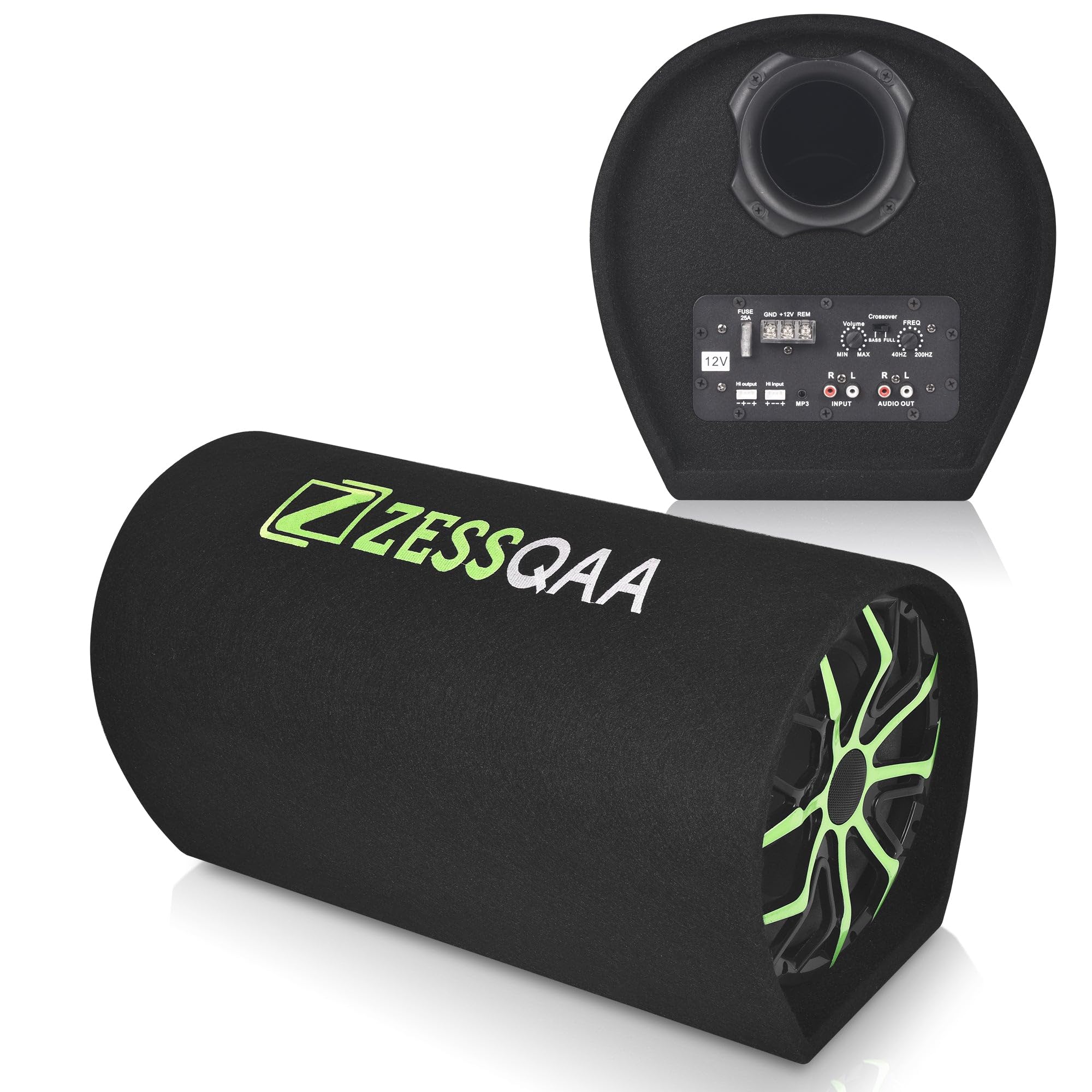 10 Inch D-Shaped Car Bass Tube | Built-in Amplifier | Dual Voice Coil | Plug & Play | Green-image-37