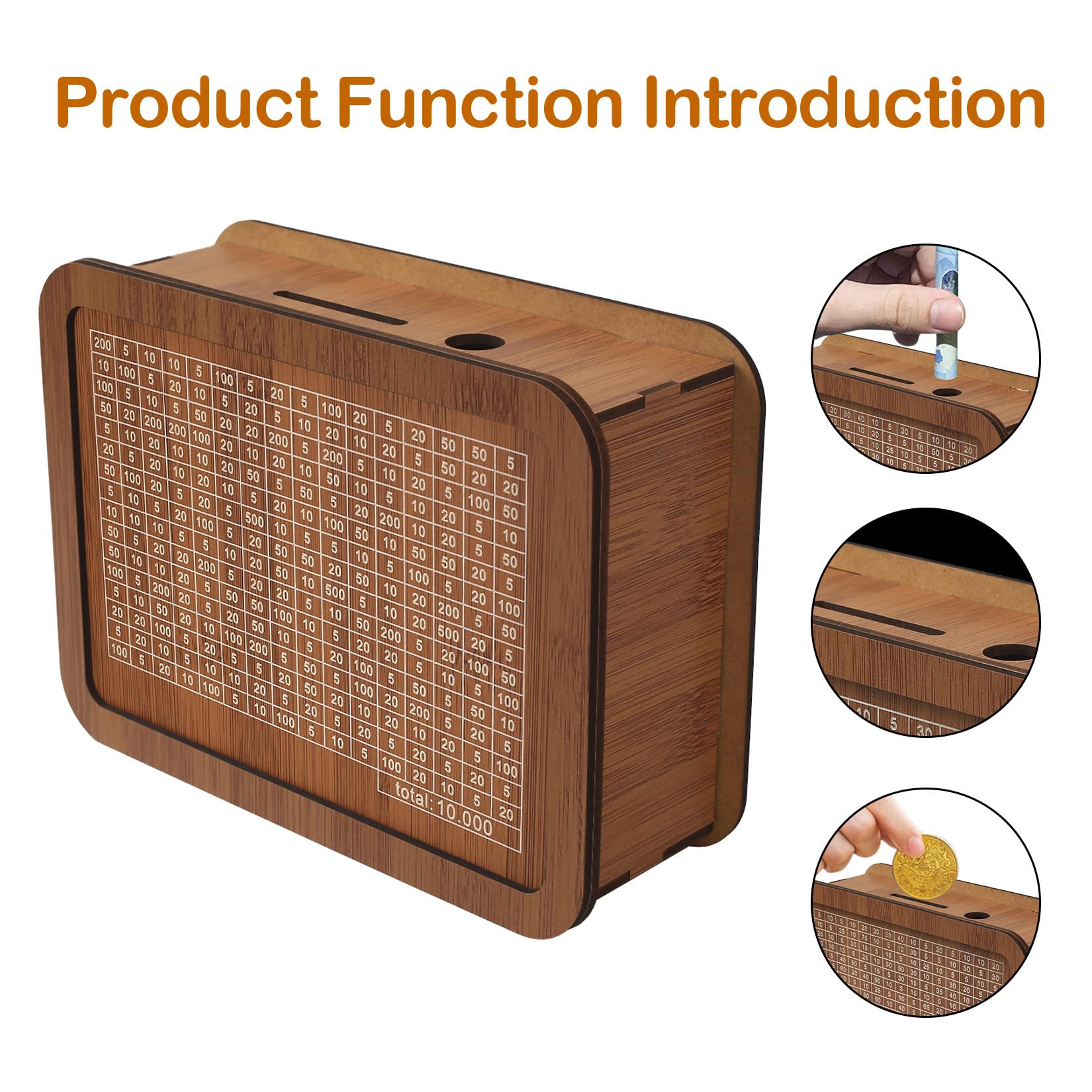 Wooden Money Saving Box, Money Cash Saving Challenge Box, Cash Vault Wooden Savings Box, Money Bank Box - Image 4