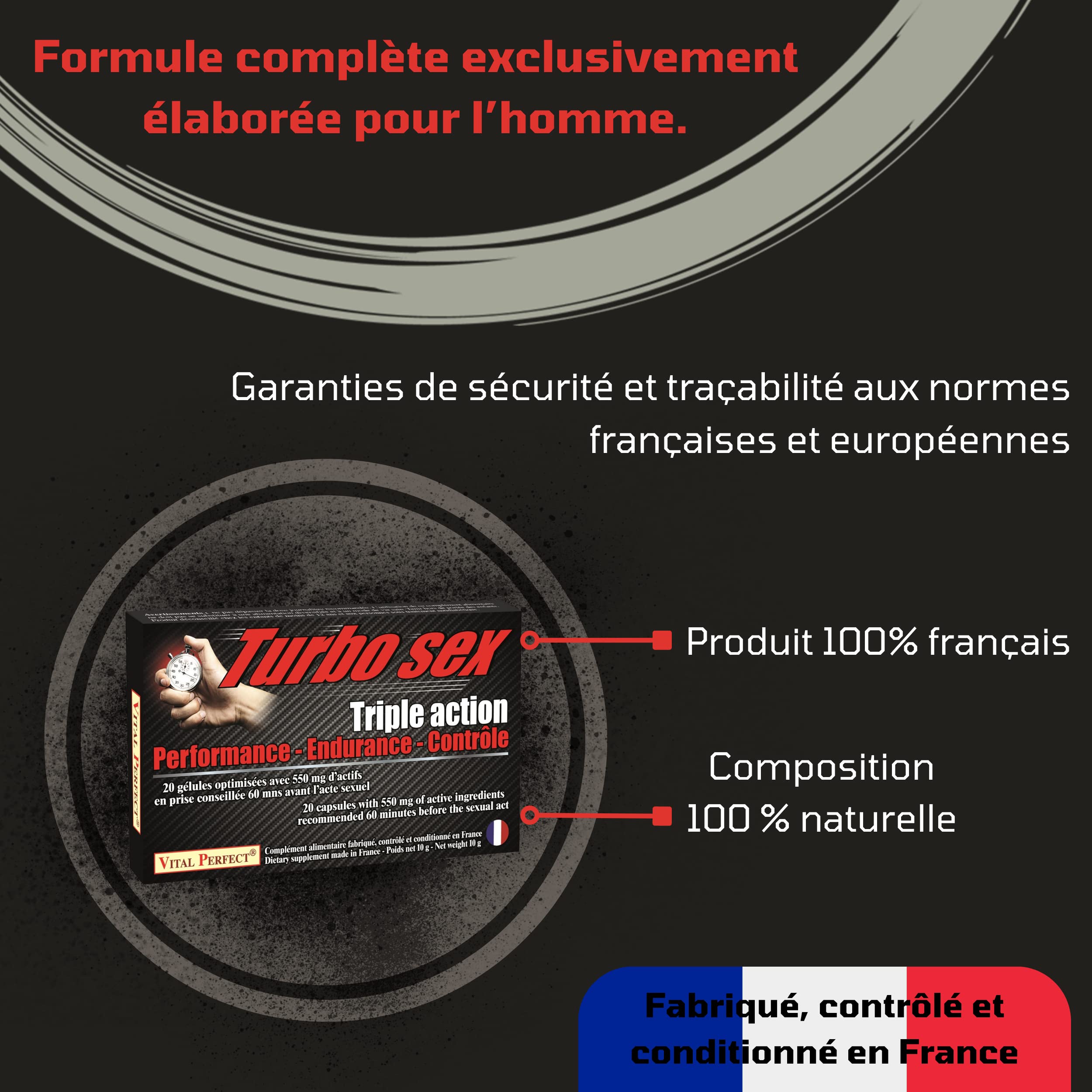 Aphrodisiaque puissant pour homme erection naturel ginseng - 20 Gelules - Stimulant Certifie/Fabrique en FRANCE - Augmentation energie endurance - Complement alimentaire - effet booster plantes Couple