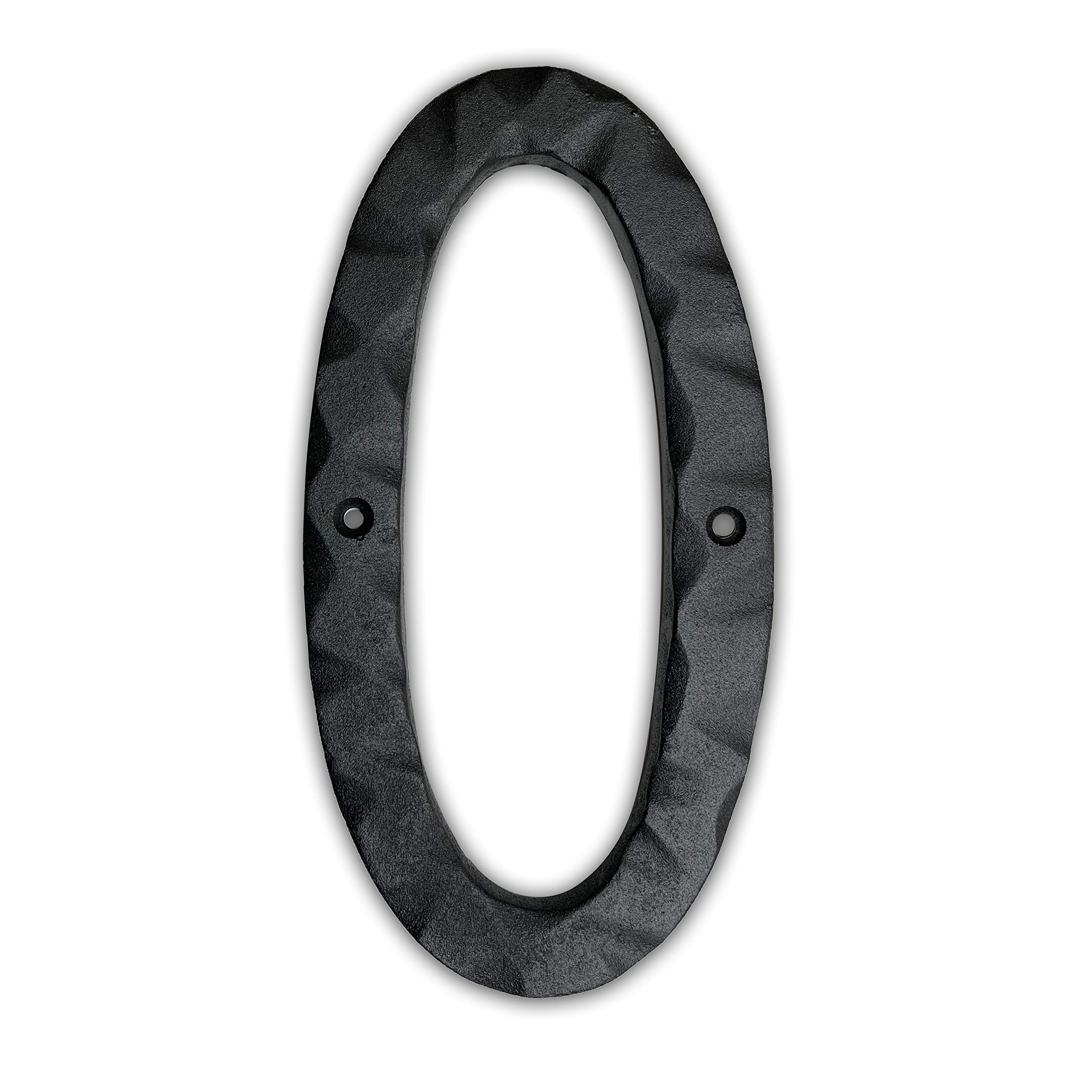 NACH House Numbers for Outside, 6 inch Black Address Numbers for House - Number 0 - Rustic Numbers for Outside with Mounting Hardware