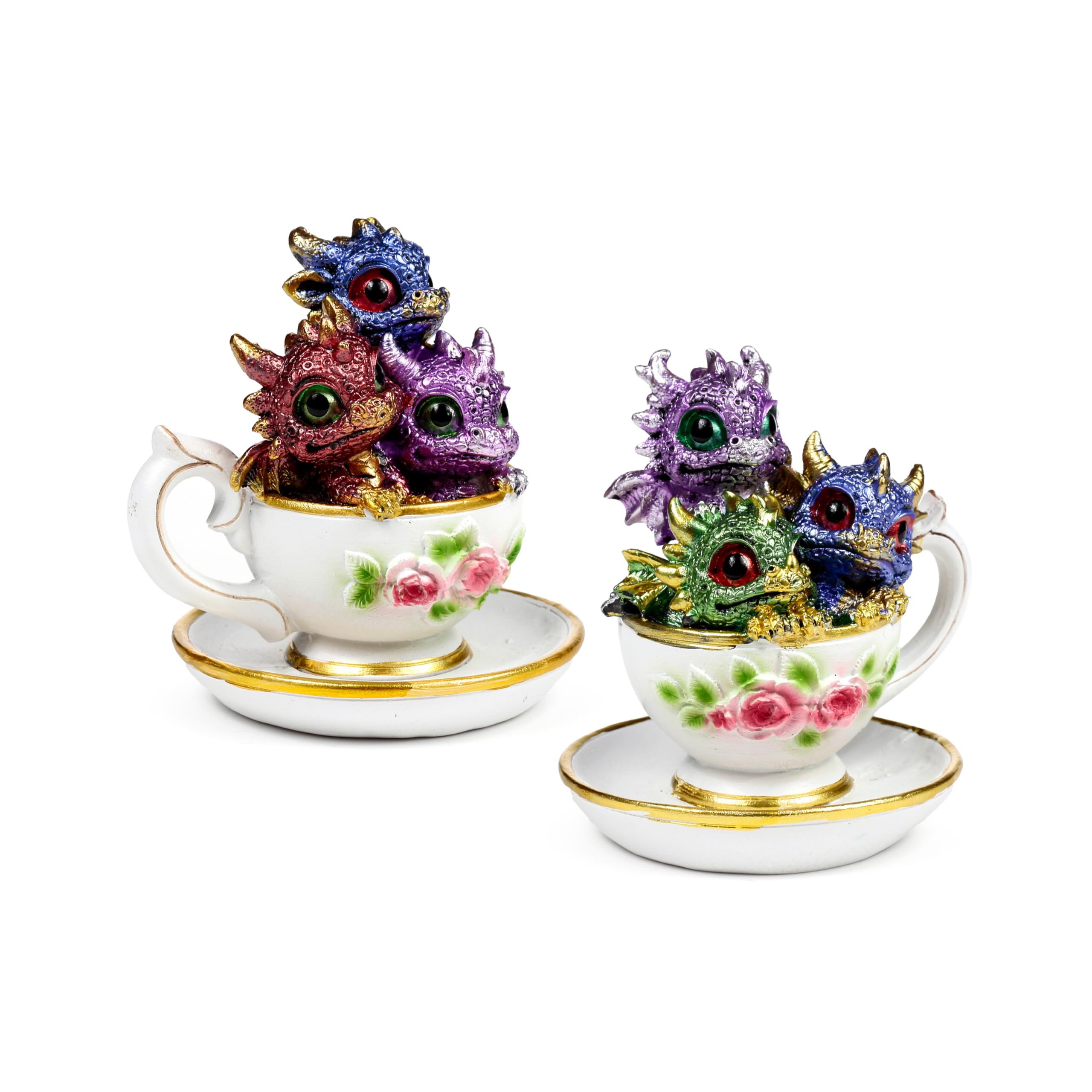 Puckator Elements Baby Dragon Teacup - Cute Room Decor - Aesthetic Feng Shui Meditation Accessories - Garden Ornaments - Shelf Desk Decorations - Mindfulness Home Gifts - Statues