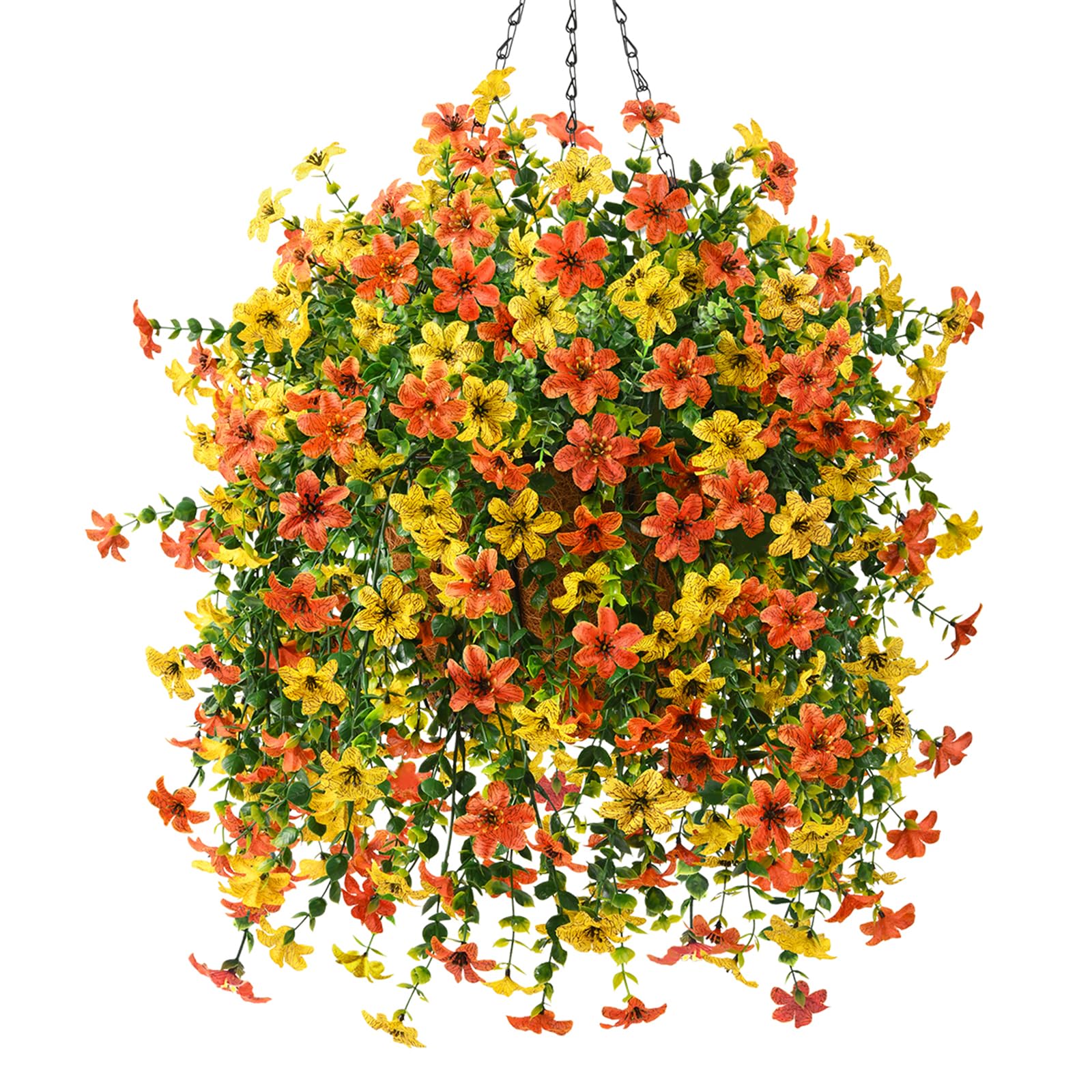 INQCMY Artificial Fake Hanging Flowers, Orange Yellow