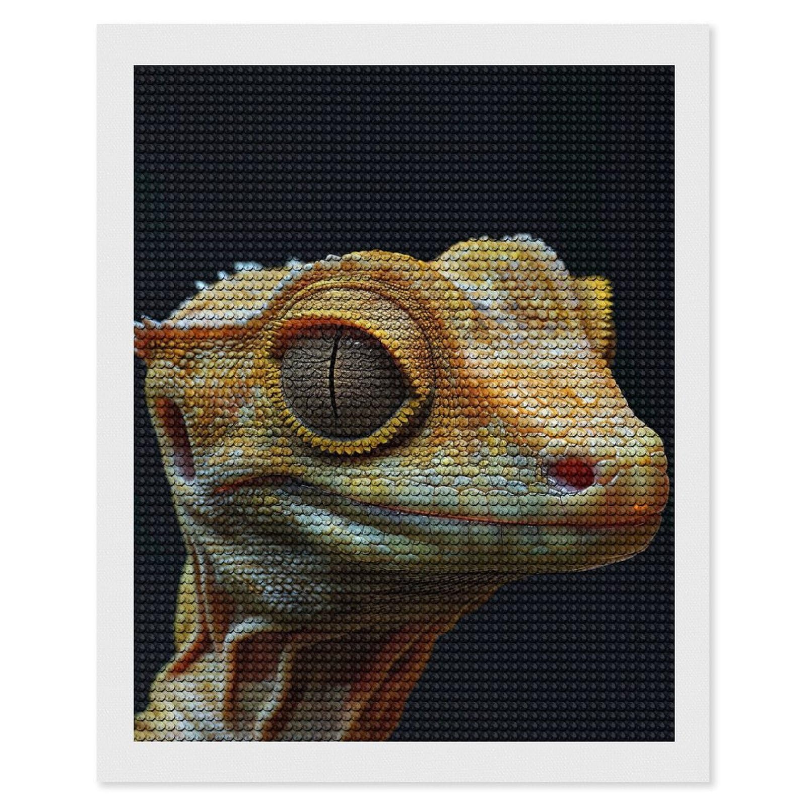 Junmoney Crested Gecko Full Drill Diamond Painting Kit 16"x20", for Teens, Adhesive Canvas, Bedroom Decor, Holiday Gift Idea