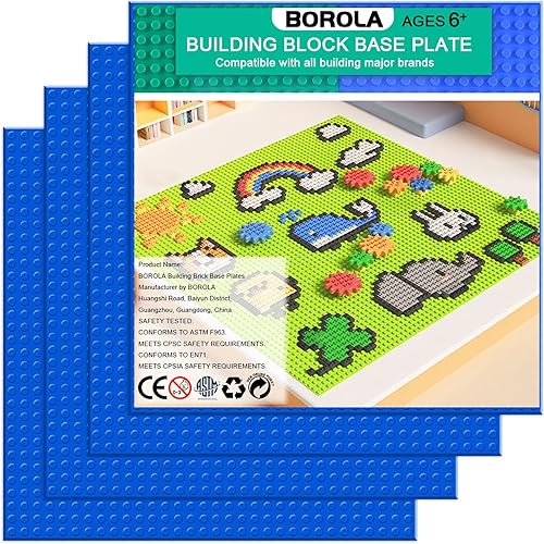 BOROLA Paquete de 4 placas inferiores apilables de una sola cara Classic Architecture - 10 x 10 pulgadas en varios colores, compatible con la