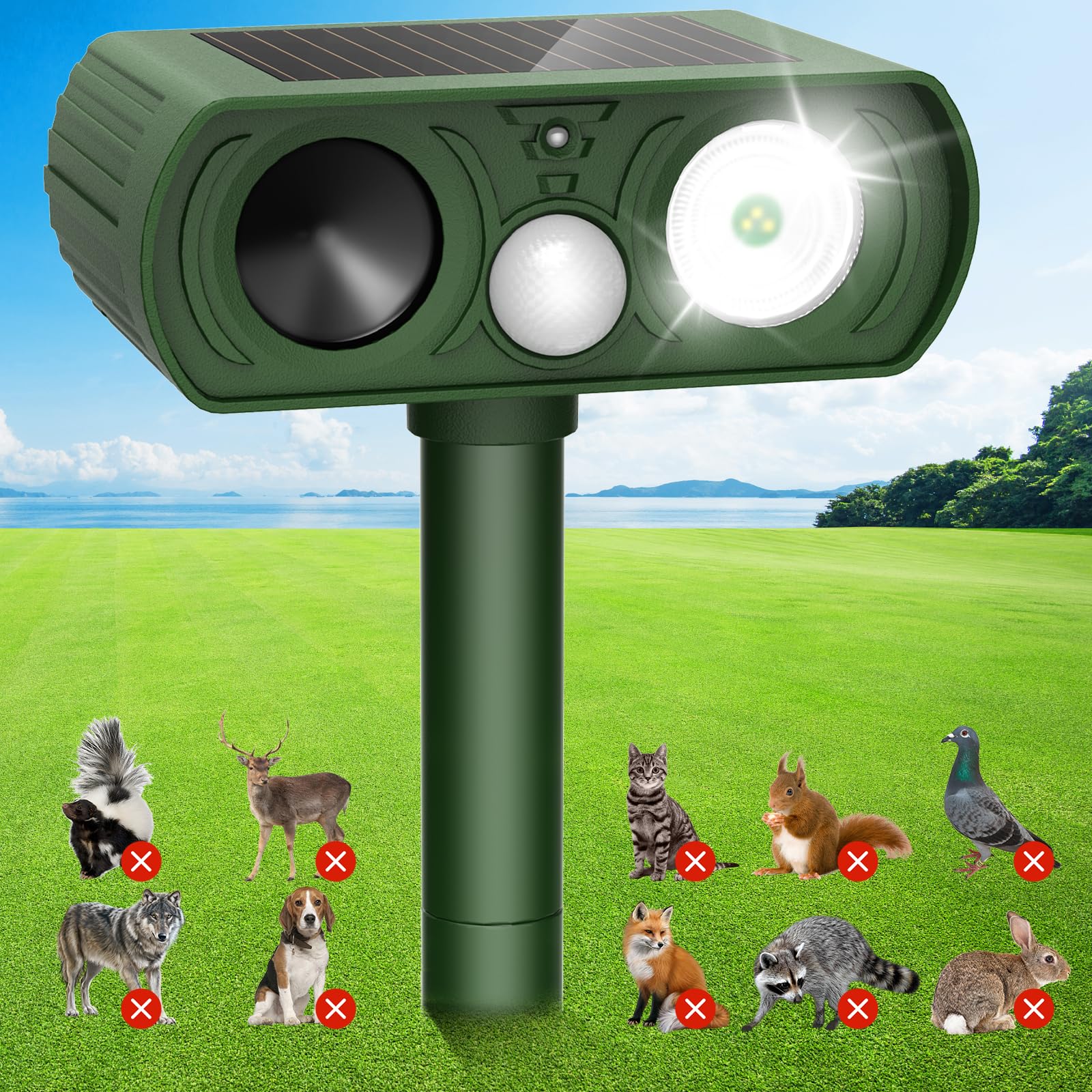 Grrwz Solar Ultrasonic Animal Repellent Outdoor