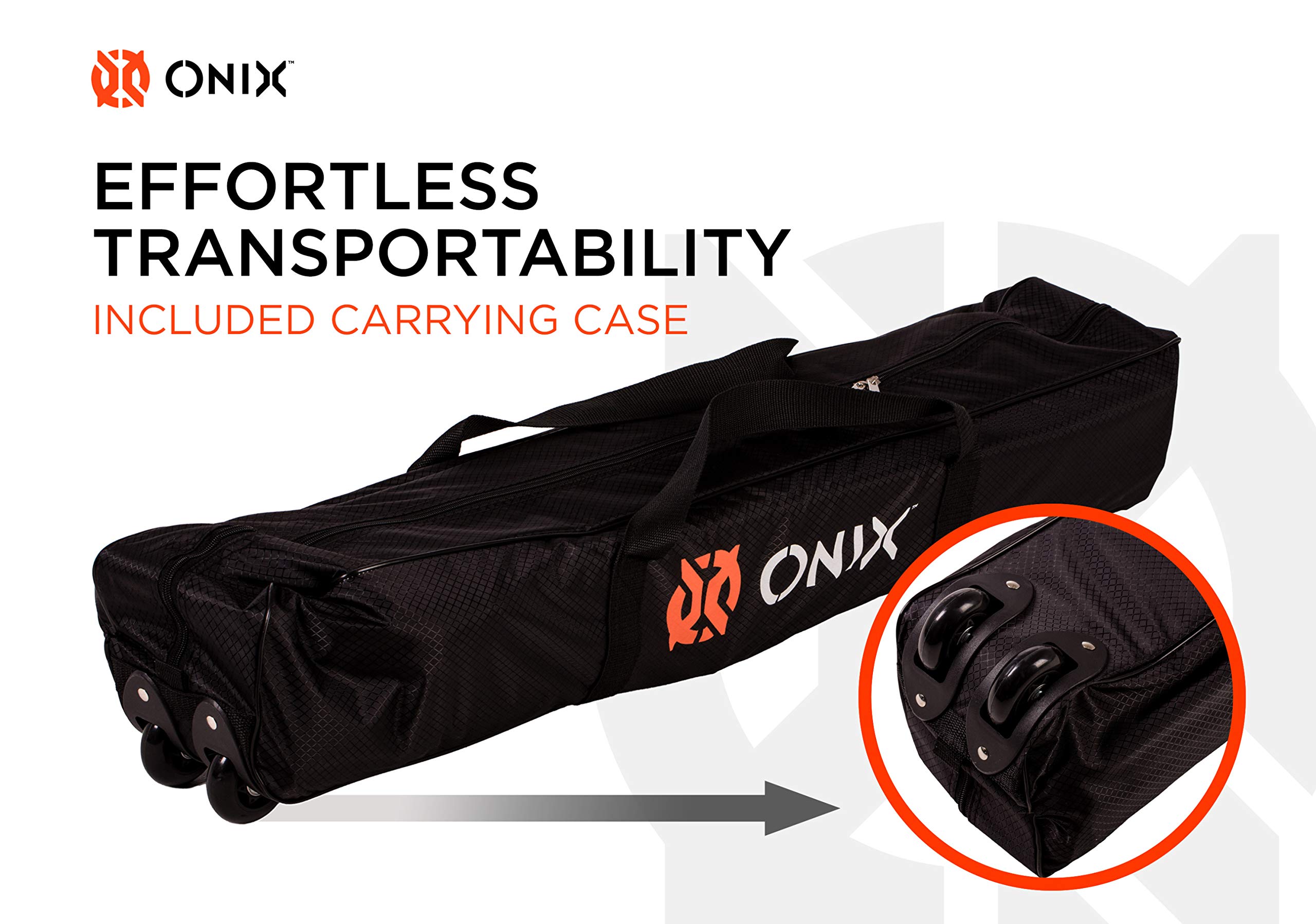 ONIX Pickleball Netz, 2-in-1 tragbares Netz und Übungsnetz-Set, inkl. Tragetasche mit Rollen, Weiß