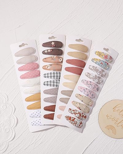 Miniatura 7 de doboi 40 pinzas para el pelo de 2.2 pulgadas con estampado floral para bebé niña, clips antideslizantes envueltos a presión, accesorios para el