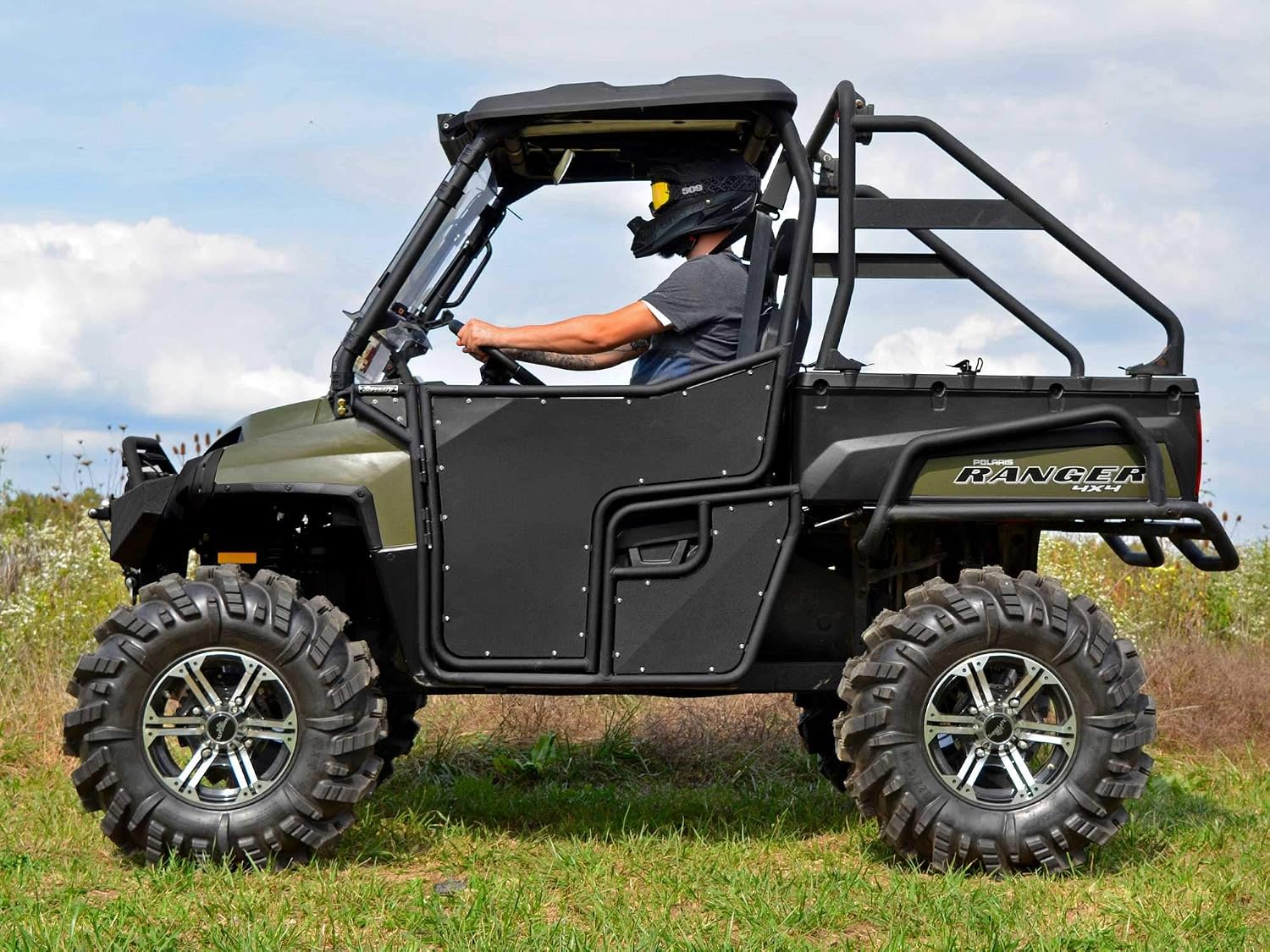 SuperATV Aluminum Doors Compatible with 2016+ Polaris Ranger Full-Size 570 (Round Cage), See Fitment, Preassembled, Easy-to-Install, Ergonomic and Stylish Design, Powder coated