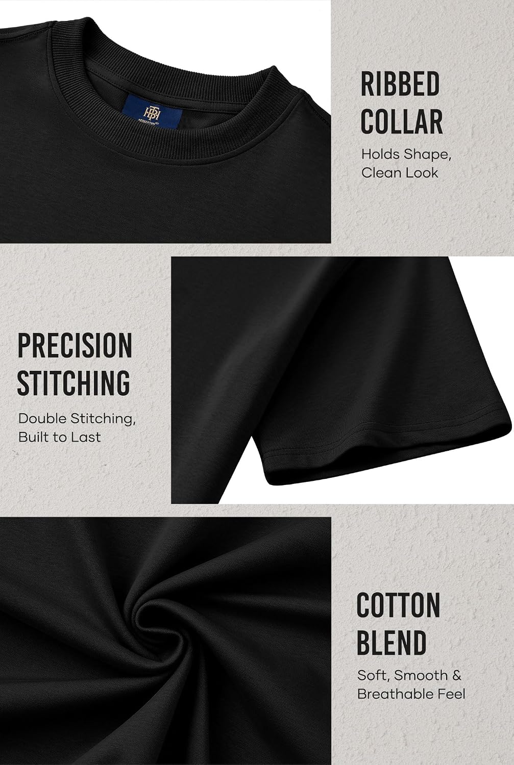Men's Cropped T-Shirt Boxy Cotton Midweight Stretch Oversized Basic Tee (S-XXL)