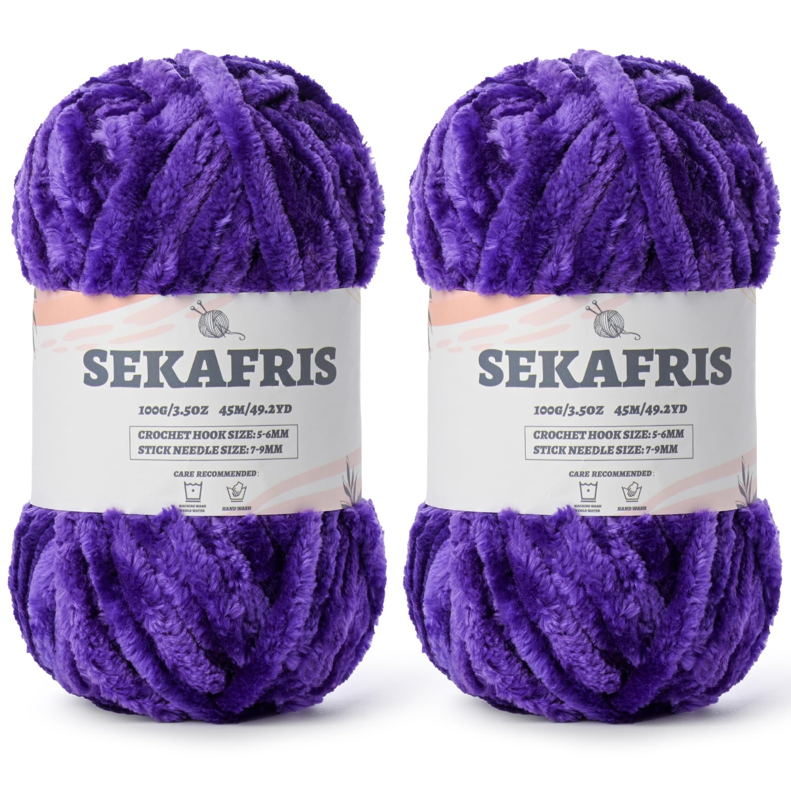 Chenille Velvet Soft Yarn Dewberry 2 Pack