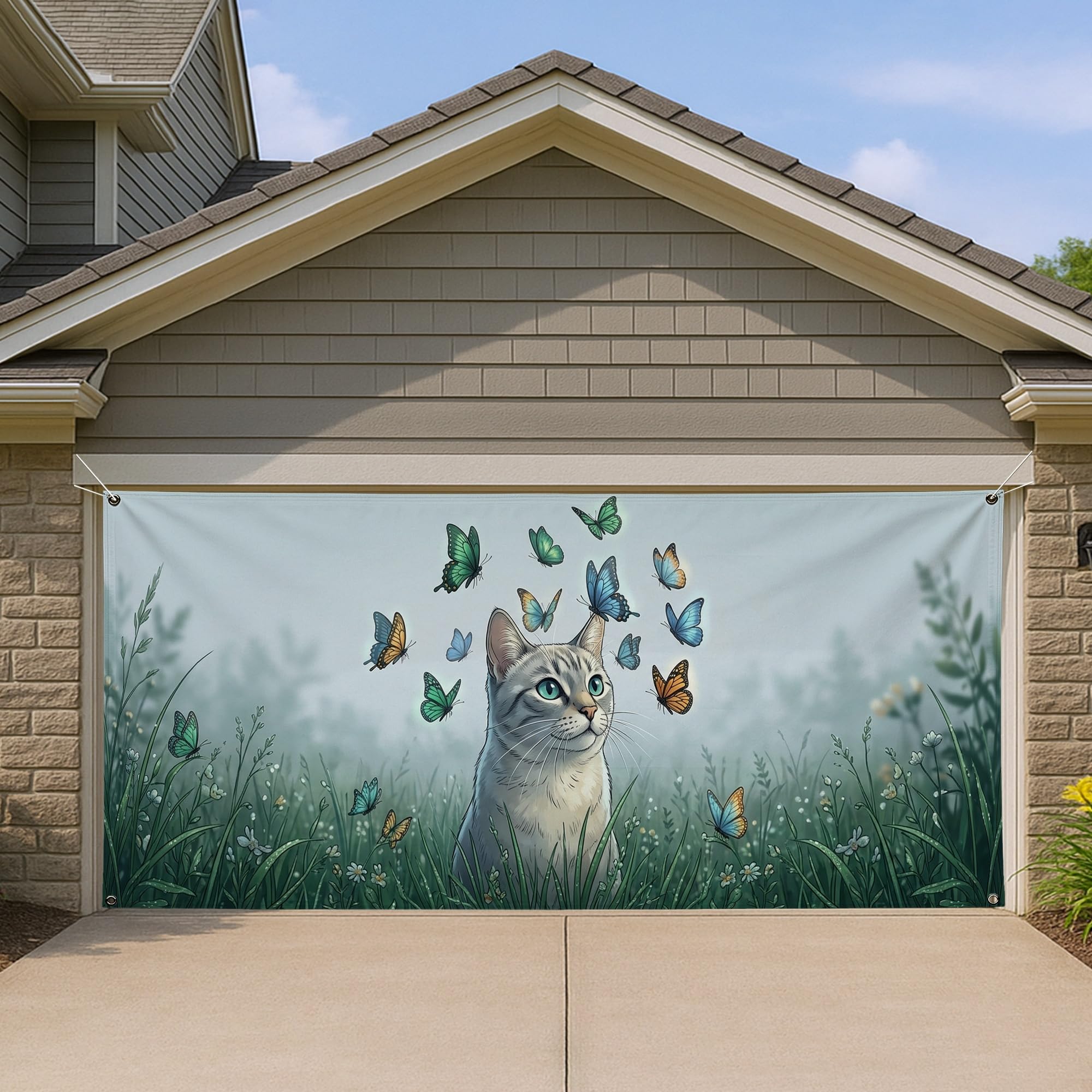 Grandes décorations de porte de garage pour masquer une façade terne