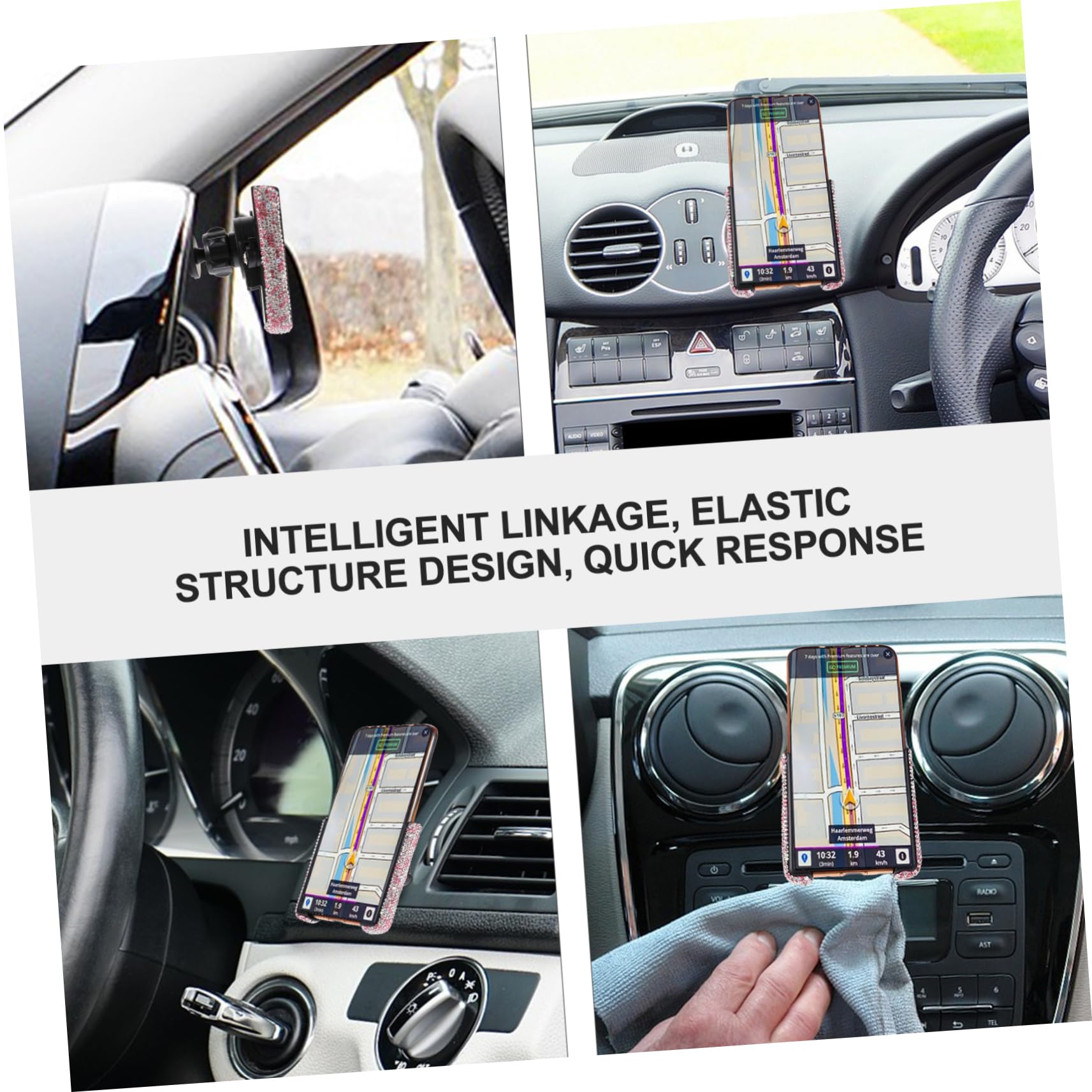 OSALADI 3pezzi Supporto Per Telefono Da Auto Con Strass Porta Smartphone Per Ventilazione Compatibile Con Telefono Da Design Elegante e Funzionale Facile Accesso Alla Porta Di Ricarica