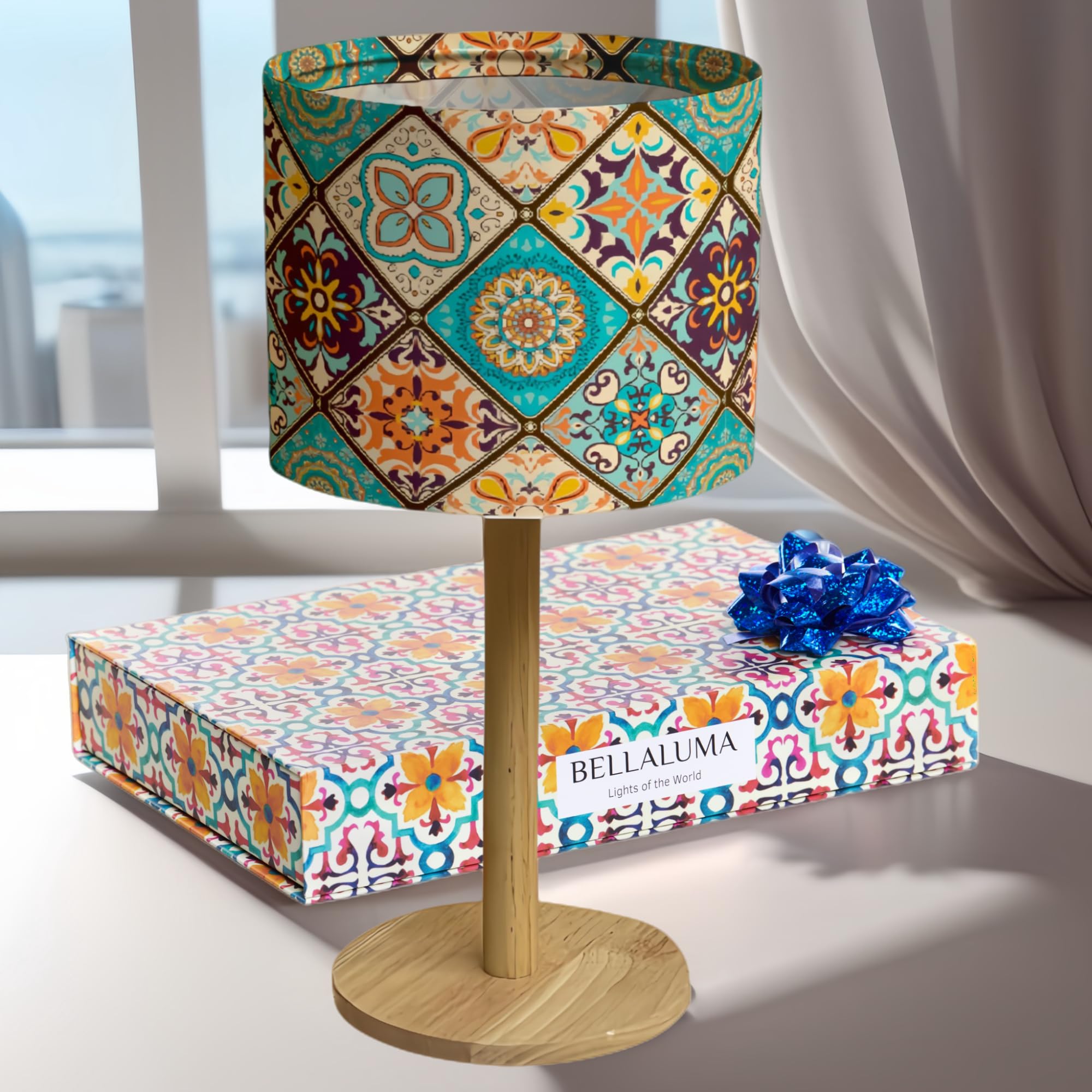 Bellaluma Lampada da comodino Lampada da comodino Candeeiro Mesa de Cabeceira Lampade da comodino Lampada da camera Lampada da tavolo (Palace Print, 1 unità)