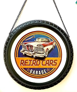 Affiche 3D Voitures Classiques — Original Vintage Rétro D'American Retro Sign Company pour Bar Pub Cafétéria et Atelier Décoration des Années 50. 30x60x4 cm (9541-2)