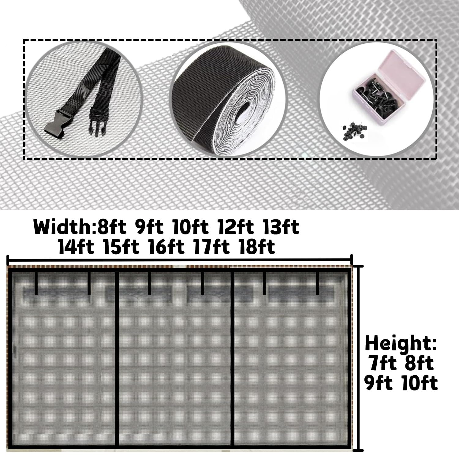 Generisch Magnet Fliegengitters Tür Insektenschutz Garag Magnet Tür Abdeckung 244x214cm 274x214cm 488x214cm Fliegenvorhang Für Für Garage Tür Terrassenüberdachung Gartenhaus(274x214cm)