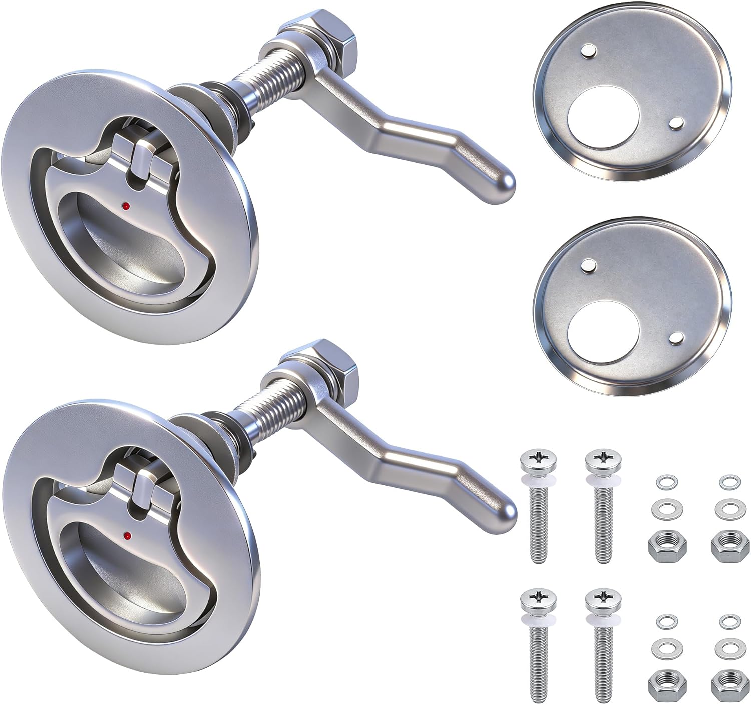 Boat Cam Latch, 316 Marine Stainless Steel Boat Hatch Latch with Back Plate, Flush Pull Handle Includes Installation Screws Marine Hatch Deck Hardware for Ships, Yachts, RVs